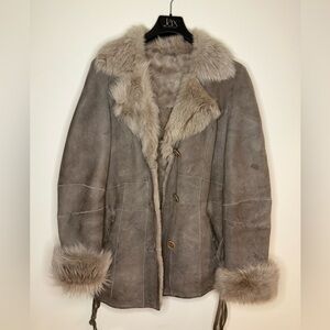Elegant Tan Lamb skin leather with Fur Teddy Jacket for Women